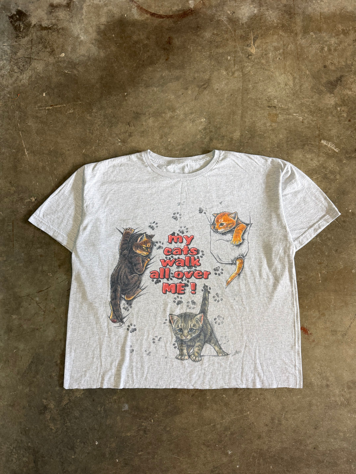 1990s Cropped Kitten Pocket Tee (X-Large)